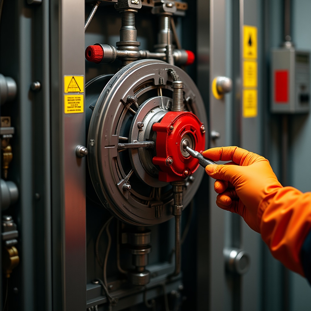 Elevator safety brake mechanism and overspeed governor components in machine room